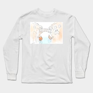 Urban landscape. Venice. Watercolor, art decoration, sketch. Illustration hand drawn modern Long Sleeve T-Shirt